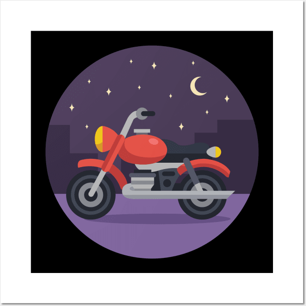 Motorcycling at night - Moon Night Midnight Biker Wall Art by Shirtbubble